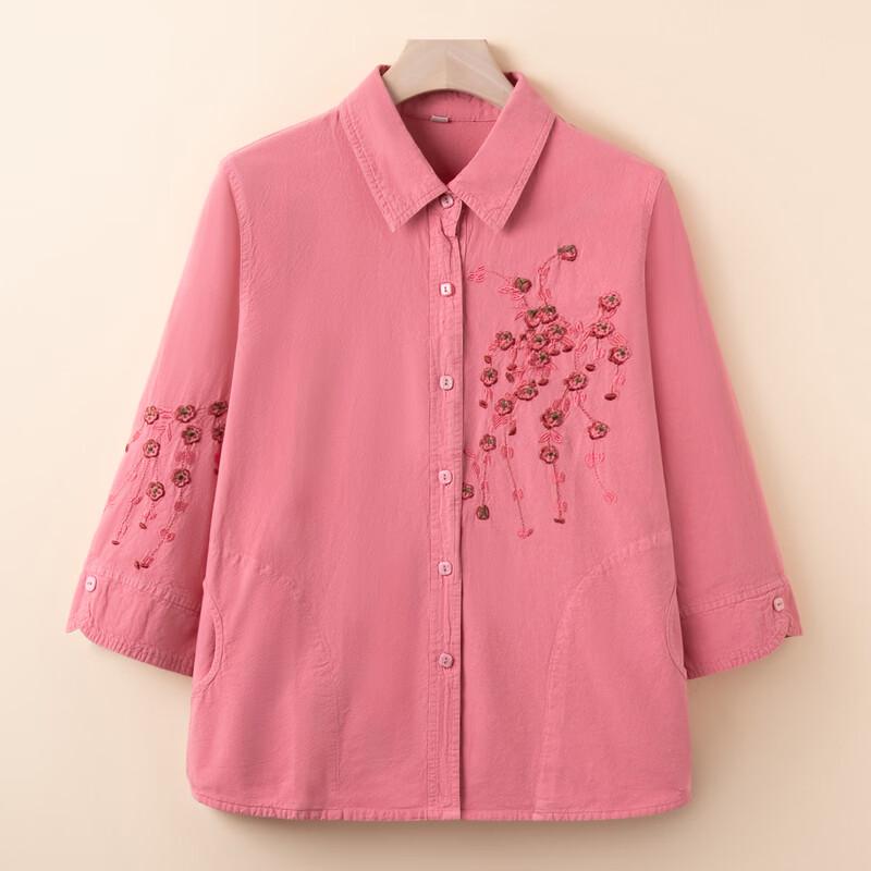 YUZHAOLIN Women's Plus Size 3/4 Sleeve Cotton Blouse