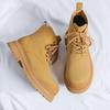 Hight Quality Classic British Street Style Leather Boots For Men Solid Yellow Hombre Daily Casual Dress Height Increasing Shoes