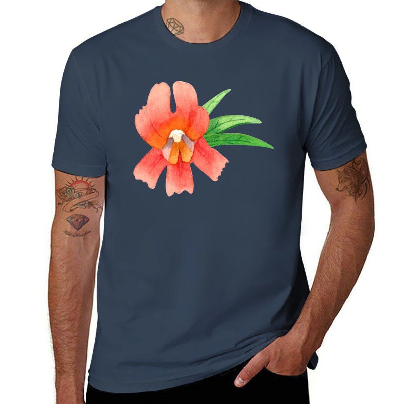 Orange Monkeyflowers TShirt Plus Size Lightweight Top S