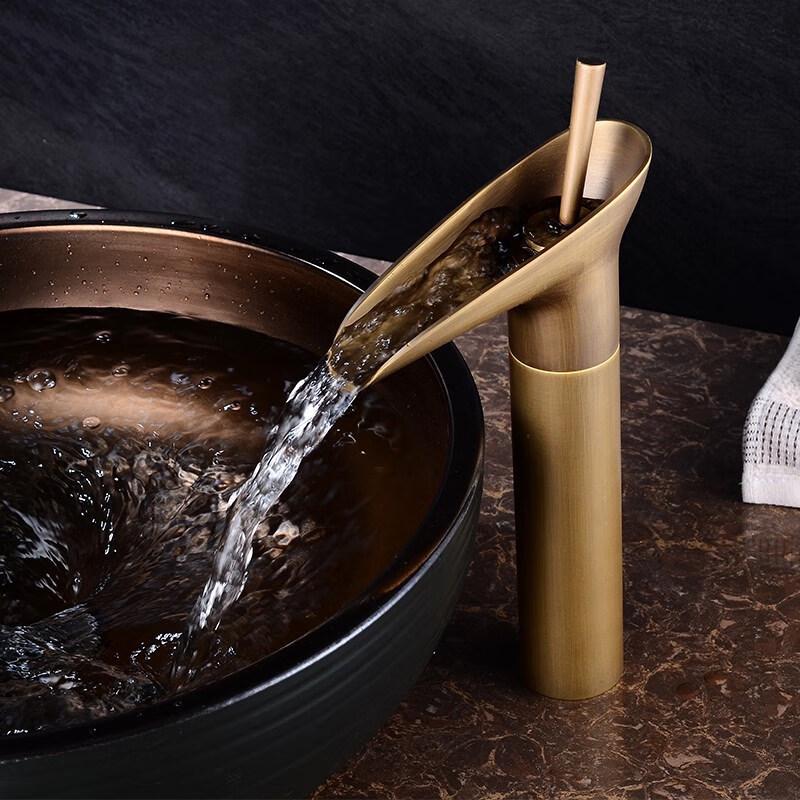 HONGGONG Retro Brass Bathroom Faucet