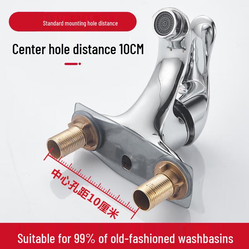 Verdickte Legierung Heiß- und Kaltwasser Doppel-Loch Waschbeckenarmatur