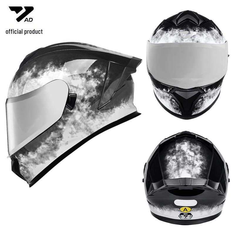 Cross-border DOT Certified Full Face Motorcycle Helmet for Men and Women, Trendy Four Seasons Riding Gear