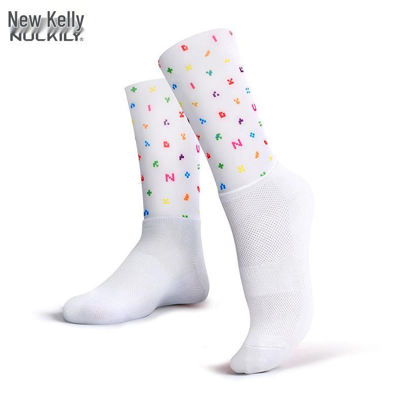 NUCKILY Anti-slip Compression Cycling & Running Socks, Unisex Mid-calf for All Seasons