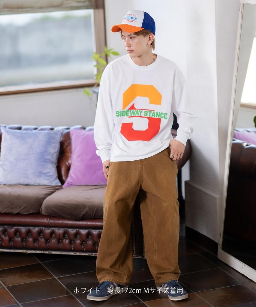 IMPROMES Casual SIDEWAYSTANCE S College Logo Long Sleeve T-Shirt, Men's, White