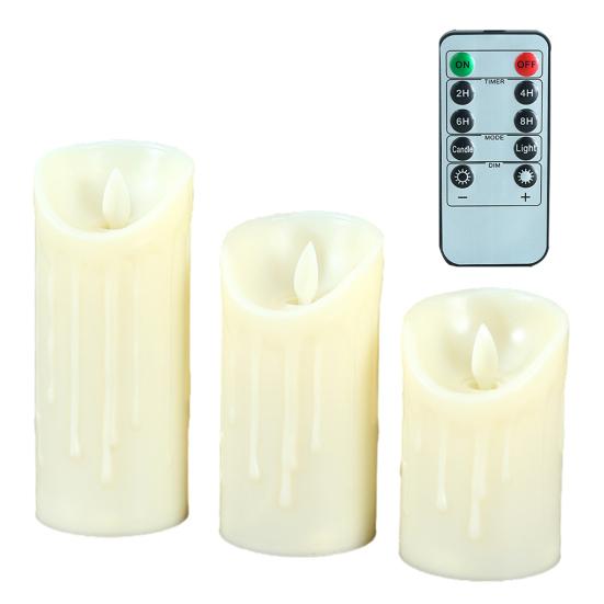 Waterproof Flameless Candles Battery Operated LED Candles with Remote Control Flickering Fake Pillar Candles for Wedding Halloween