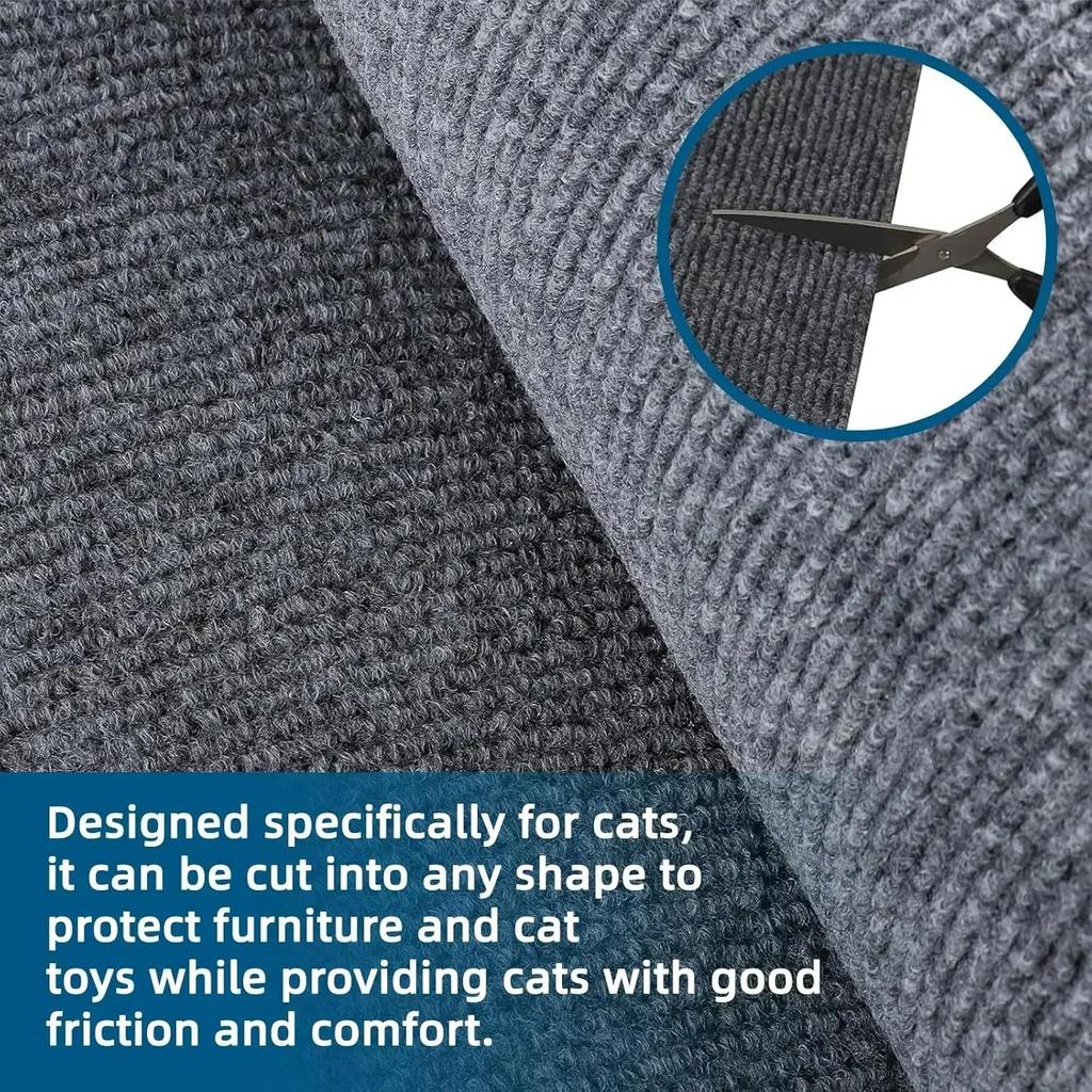 Self-Adhesive Cat Scratching Mat Trimmable Sofa Protector with Removable Carpet - Anti-Scratch Board & Play Pad for Cats
