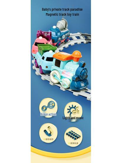 DIY Cross-Border Electric Train: Children's Cartoon Engineering Toy with Music & Lights