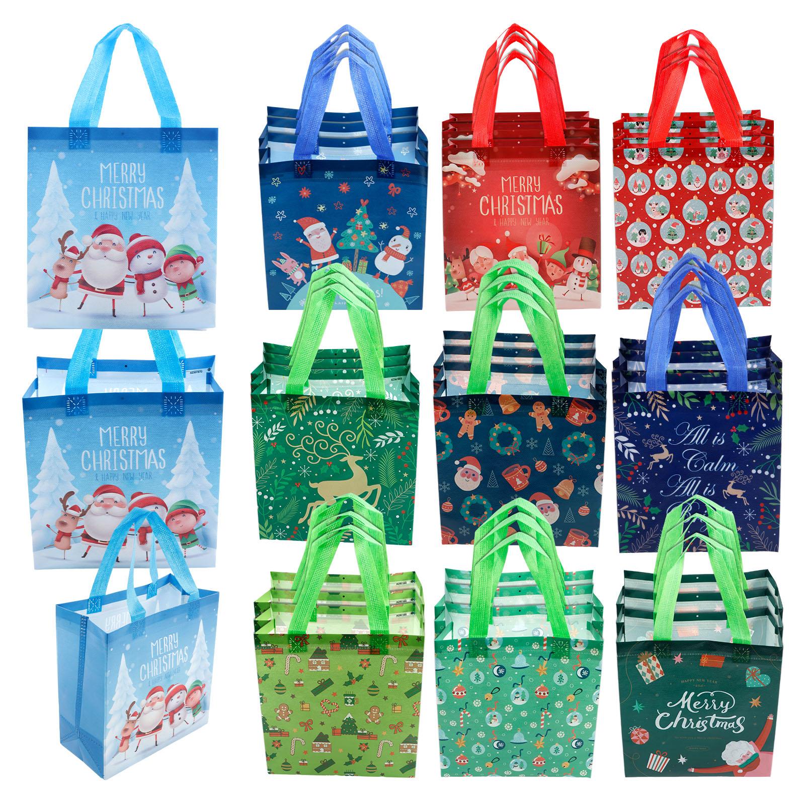 

30/60Pcs Christmas Gift Bags Non Woven Tote Bags Available in 10 styles Easy to Carry Gift Bags Reusable Practical Package Bags Other