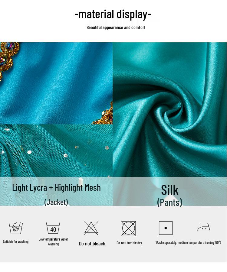 Kinder Indischer Jasmin Prinzessin Tanzkostüm - Ethnische Langarm Performance Outfit