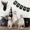 3PCS Primitive Halloween Ghost Decor On Wooden Stand - Spooky Table Centerpiece for Shelves, Mantels, Indoor Halloween Decor