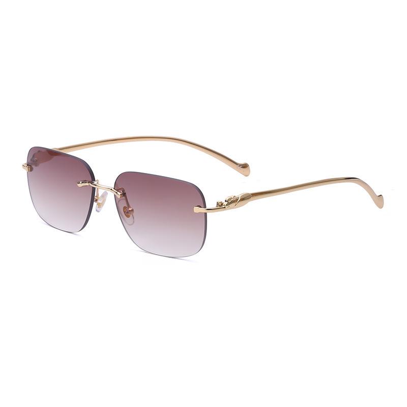 Trendy Rimless Small Frame Sunglasses for Women – Fashionable Cut Edge Design