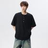Golden Spear 2026 Summer Unisex Round Neck Hollow Button Half Sleeve T-shirt KF037