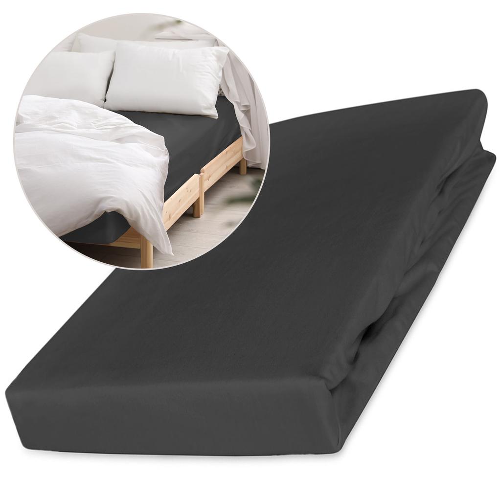 Cotton fitted sheet 90x200 smooth satin black