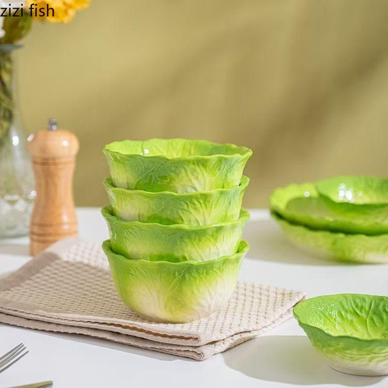 Cabbage Ceramic Dessert Bowl Rice Bowls Soup Plate Dining Plate Fruit Plates Salad Bowl Noodle Bowls Snack Plates Dim Sum Dish