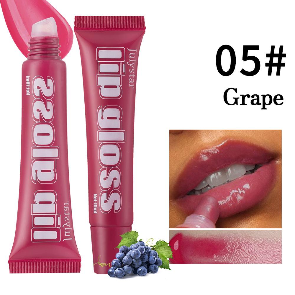 Julystar 8 Colors Long-lasting Moisturizing Color Plumping Lip Glaze Watery Transparent Mirror Hose Lip Oil