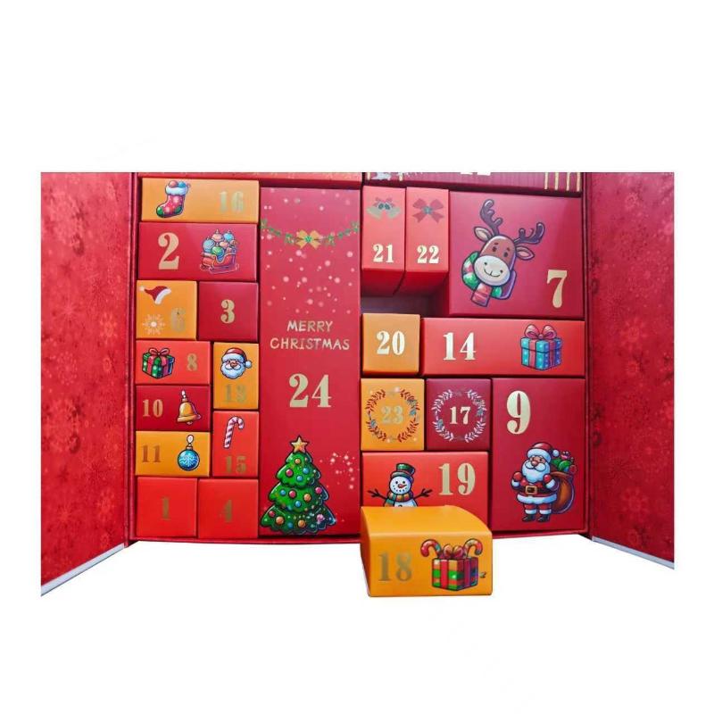 Christmas Countdown Empty Gift Box To Fill 24-Day Santa Claus Printed Collectible Box Christmas Advent Calendar Boxes