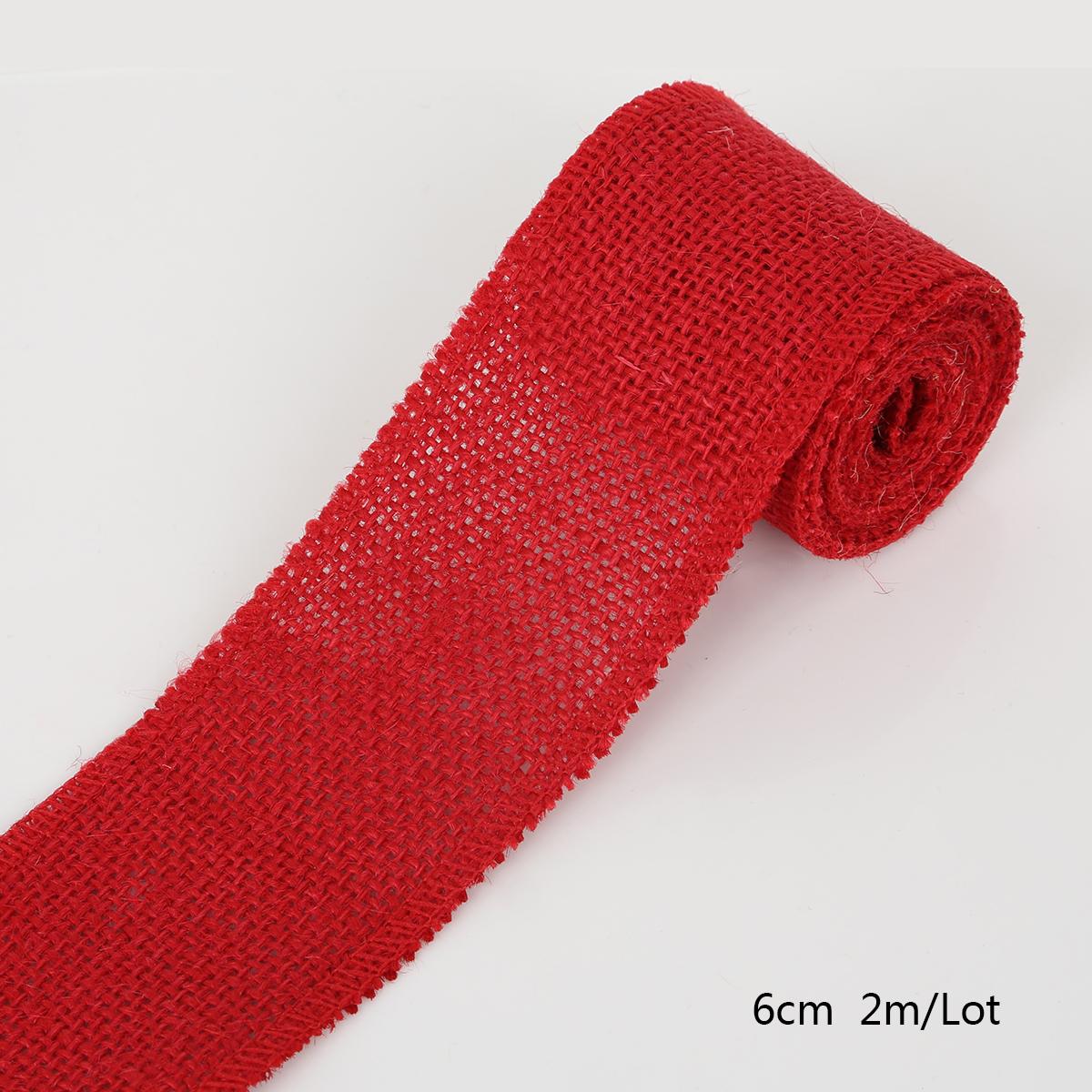 

2 метра цветной натуральной джутовой мешковины лента джутовая ткань рулон мешковина лента отделка лента деревенский свадебный декор вечеринки красный