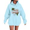 Women's Fashion Casual Long Sleeve Loose Christmas Print Hooded Sweatshirt