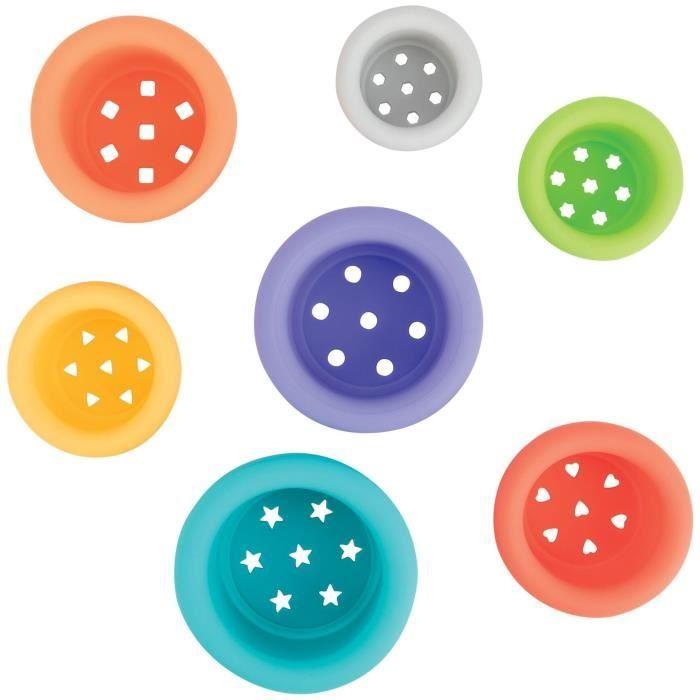 Gobelets De Bain Empilables - NUBY - Silicone - 5 Couleurs - 5 Formes