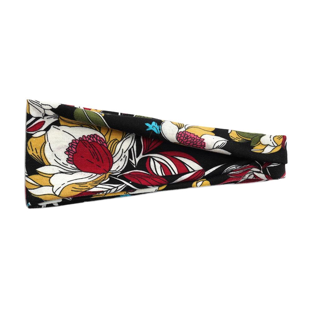 Dámská sportovní jógová pot absorbující čelenka - Široký okraj, Tištěný design, Vlasový doplněk