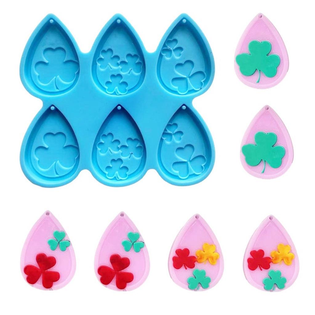 Jewelry Casting Molds Silicone Pendant Resin Molds Clover Waterdrop Epoxy Resin Mold for Earrings Necklace Keychain Mold