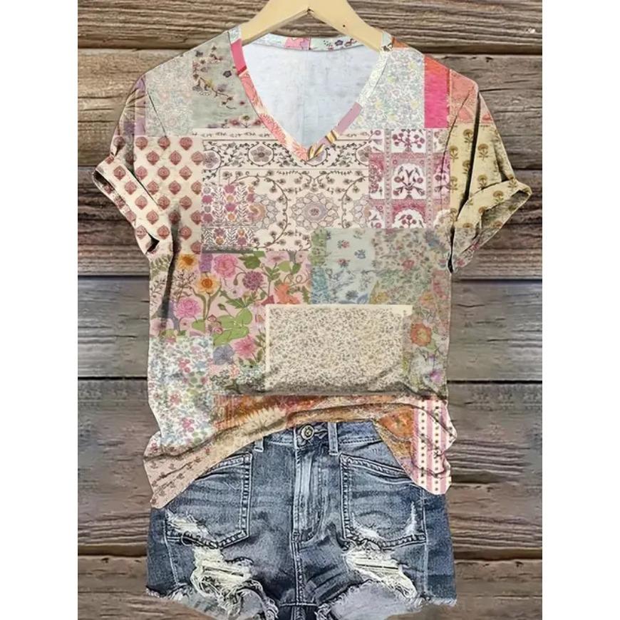 

Футболки с 3D-принтом, летняя новая, с V-образным вырезом и короткими рукавами, дышащая легкая ткань для женщин, повседневная спортивная футболка, топ 5XL хаки