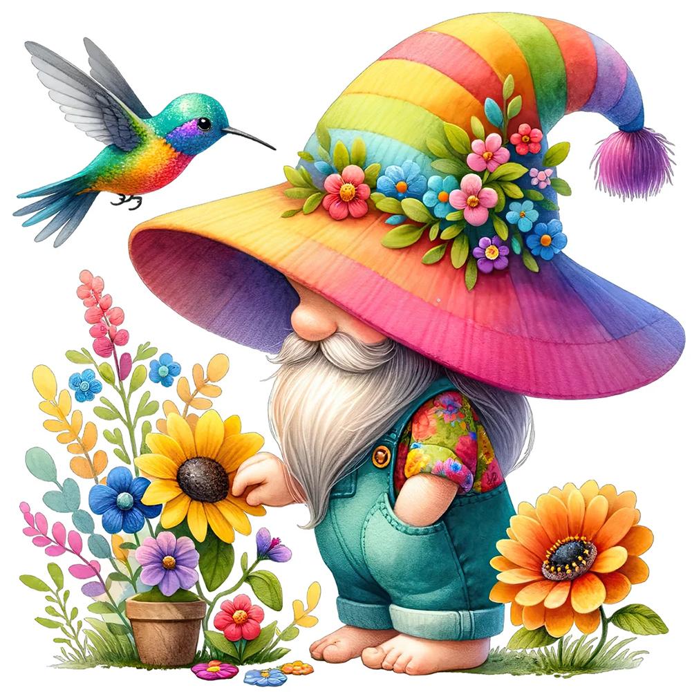 Gnome 5D DIY Full Drill Round Diamond Painting Kit for Home Wall Decoration