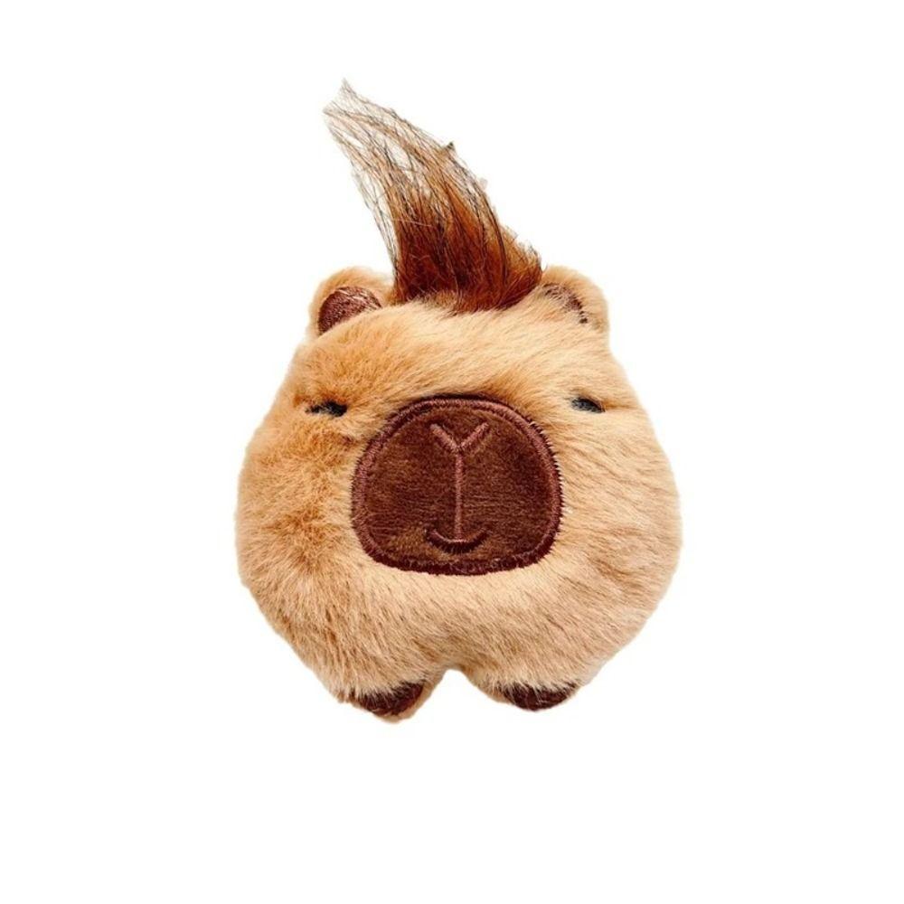 Anime Squeeze Capybara Keychain with Hair Chirping Kapibara Pendant Squeak Capibara Doll Kids
