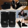 Sheepskin Genuine Cowhide and Sheep Short Boots with Warm Fur Fluffy Waterproof and A11 [N Gaji] Women's Boots, Fur, Lining, Non-Slip Sole, (Black,
