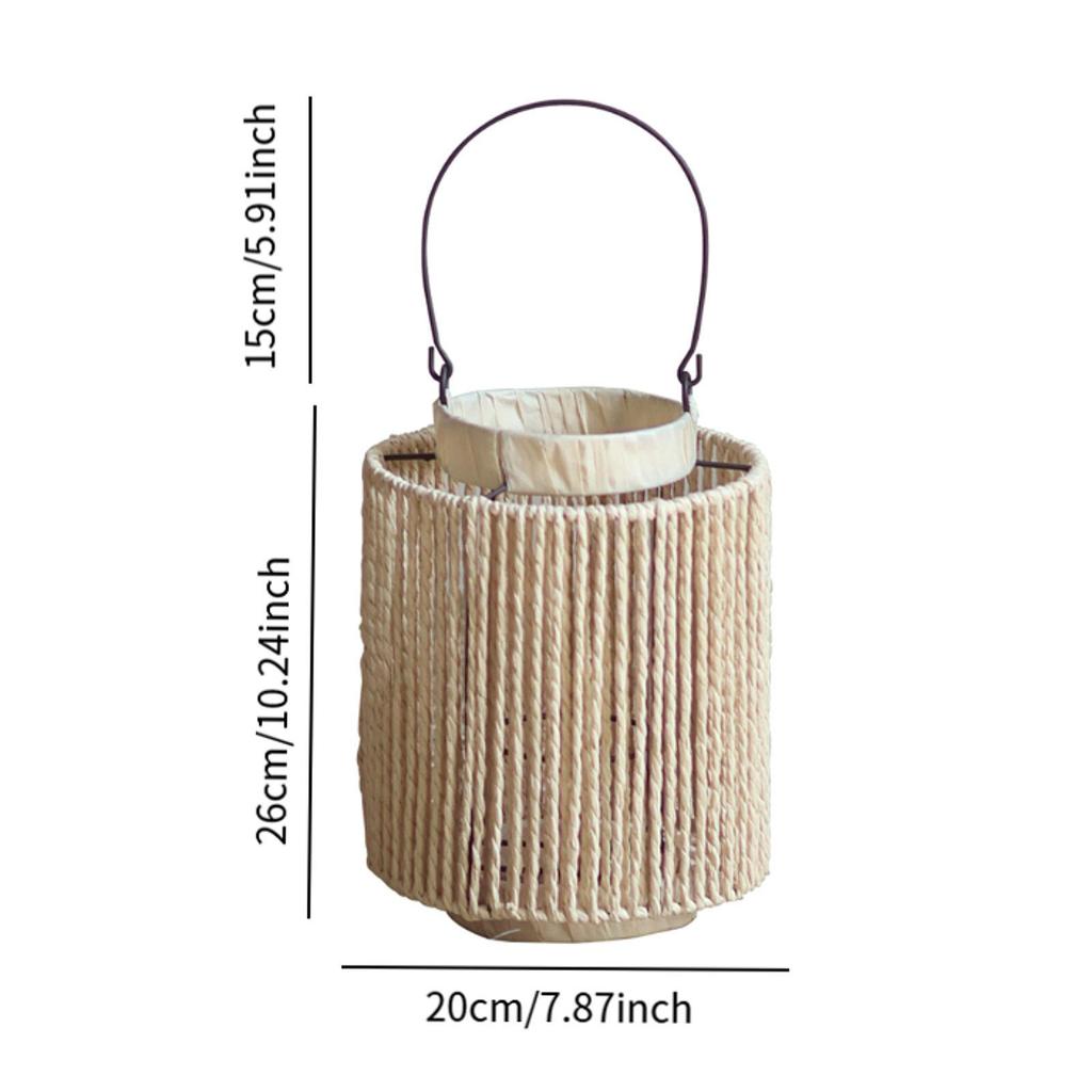 Woven Lantern,Paper Rope Tea Light Candle Holder Handcraft Rustic Hanging for Tabletop Outdoor Home