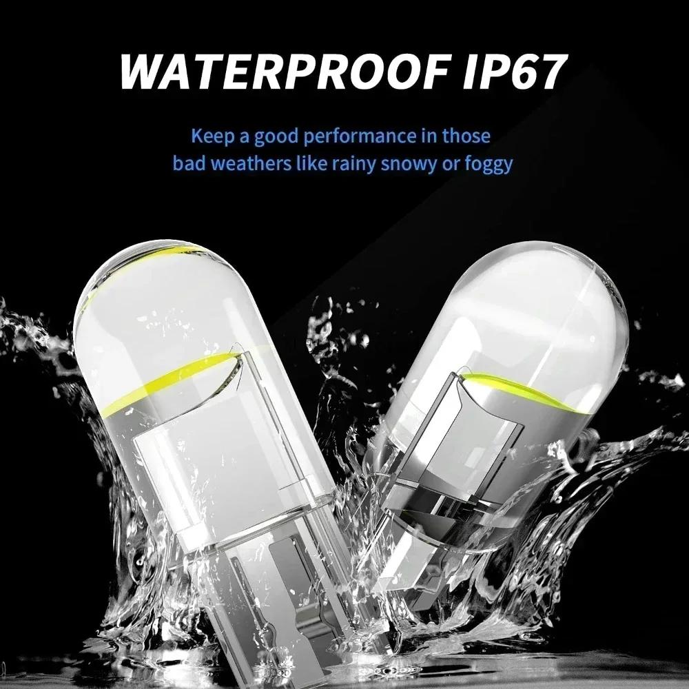 5/10/20/50/100Pcs 12V W5W T10 Led Car Light COB Glass 6000K White Light Auto Automobiles License Plate Lamp Dome Read Light