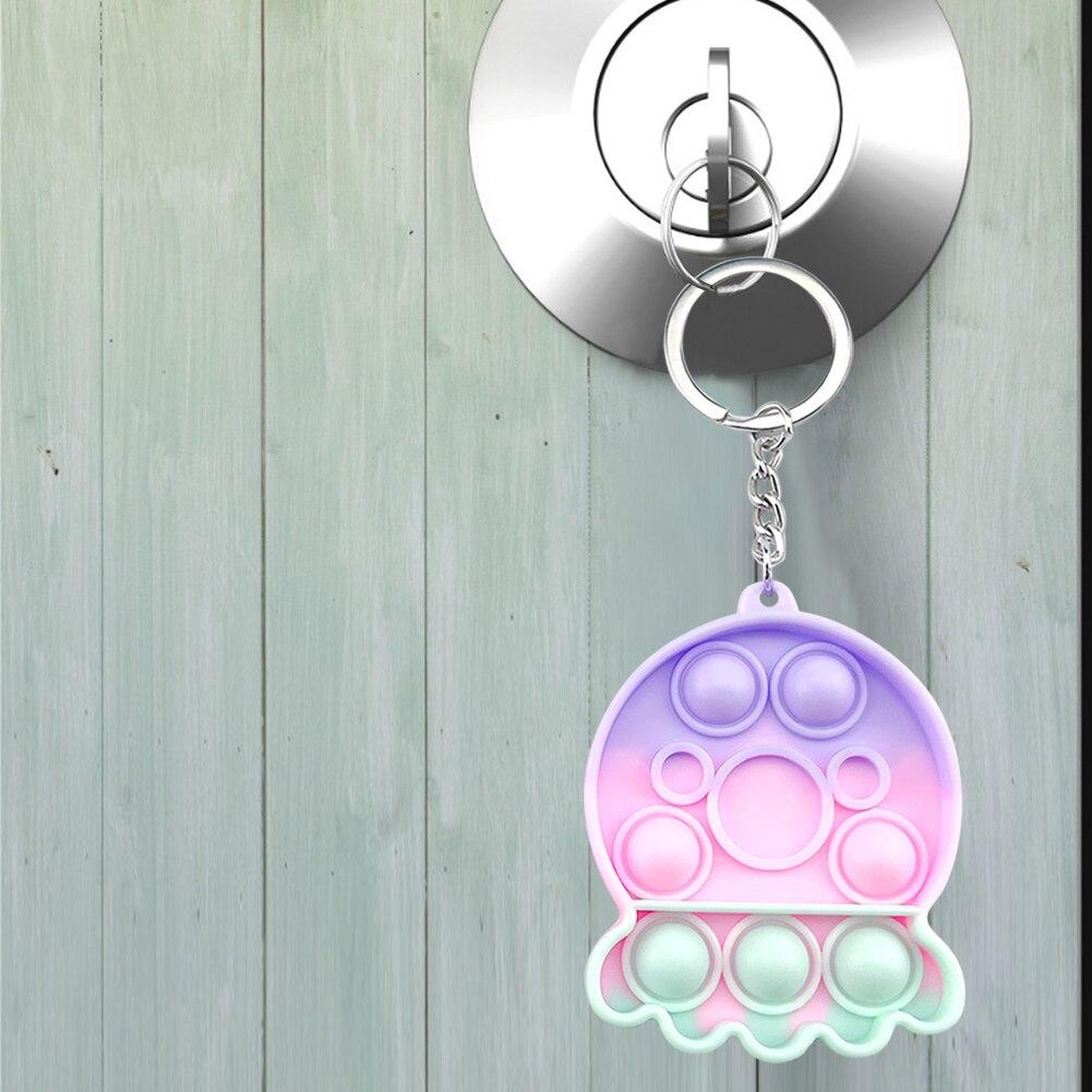 Mini Push Bubble Sensory Toy Keychain Autism Squishy Stress Reliever Toys for Adult Kids Relief Funny Fidget Toys