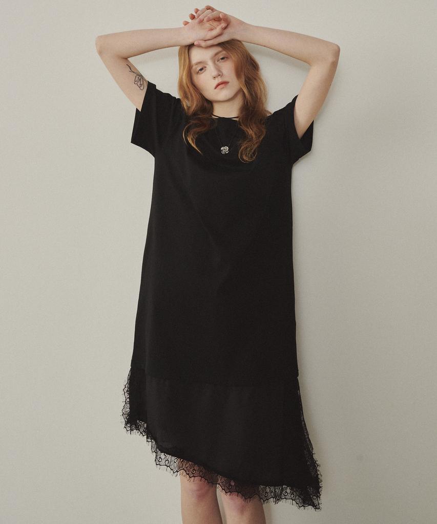 Melly And Rose Satin Color Block Jersey Dress (315124)_Black