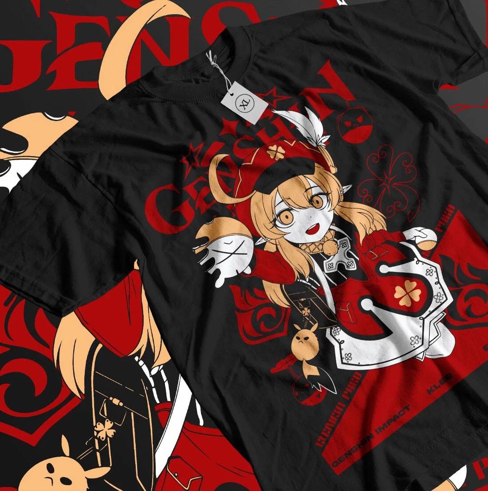 Klee Genshin Impact Tshirt Gorou Ganyu Kawaii Anime Unisexga Gift Shirt Black S