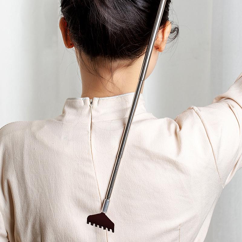 Itchy Scratch Retractable Back Gripper Double-Sided with 3 Detachable Gripper Heads Metal Claw/Rake for Hard-to-Reach Areas