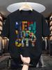 Men'S Casual Crew Neck T-Shirt with New York Letter Print,  Knit Fabric, Slight Stretch, Regular Fit, Summer Short Sleeve Top