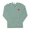 Comme Des Gar Ons 3 Play Play Röd Hjärta Applikation Randig Långärmad T-shirt Ax T164 051