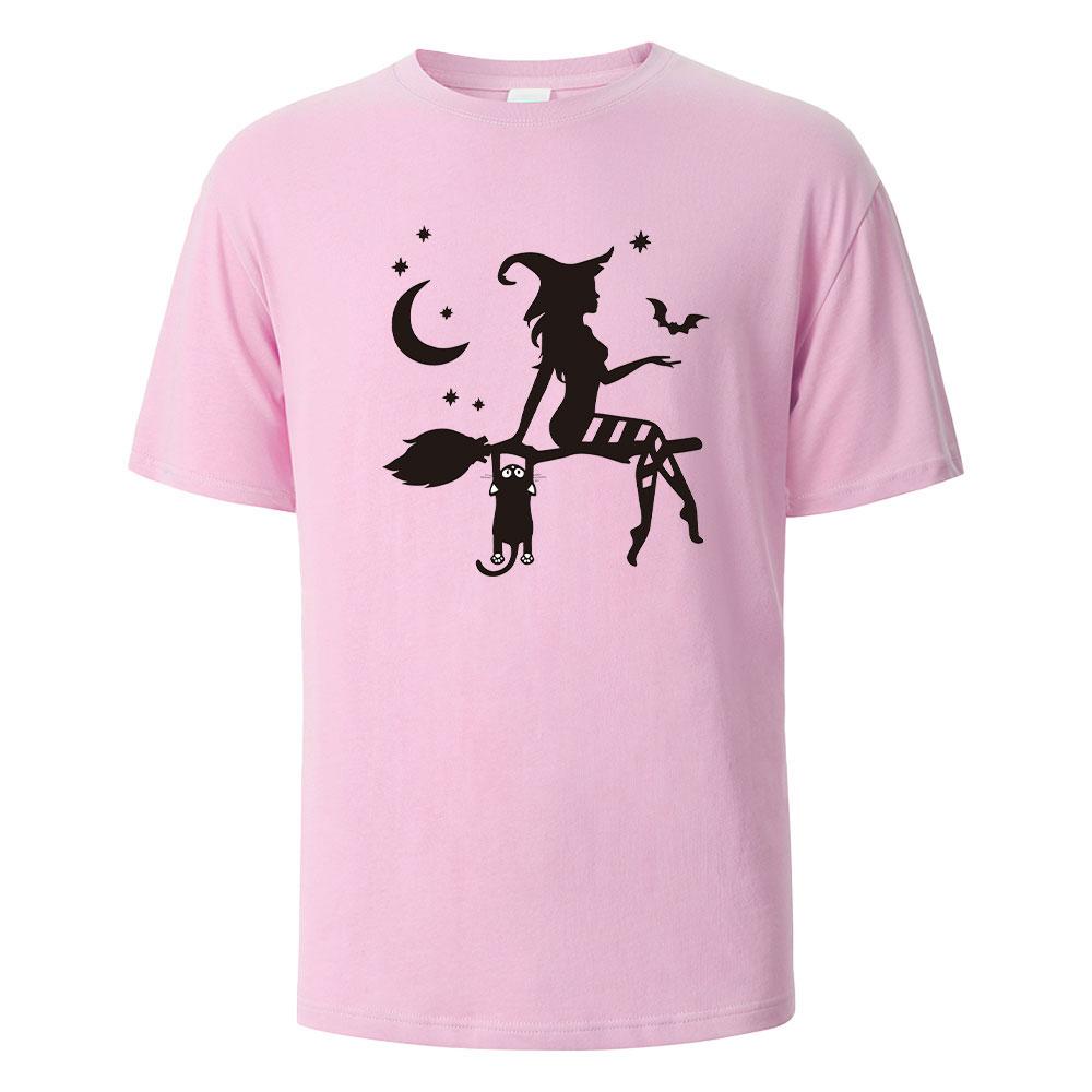 Witch Print t shirts 100 Cotton Summer Tees For Men Women Oversize Casual Tops t shirts