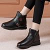 Winter cotton shoes soft leather velvet warm middle-aged and elderly women's short boots flat non-slip elderly grandmother shoes
