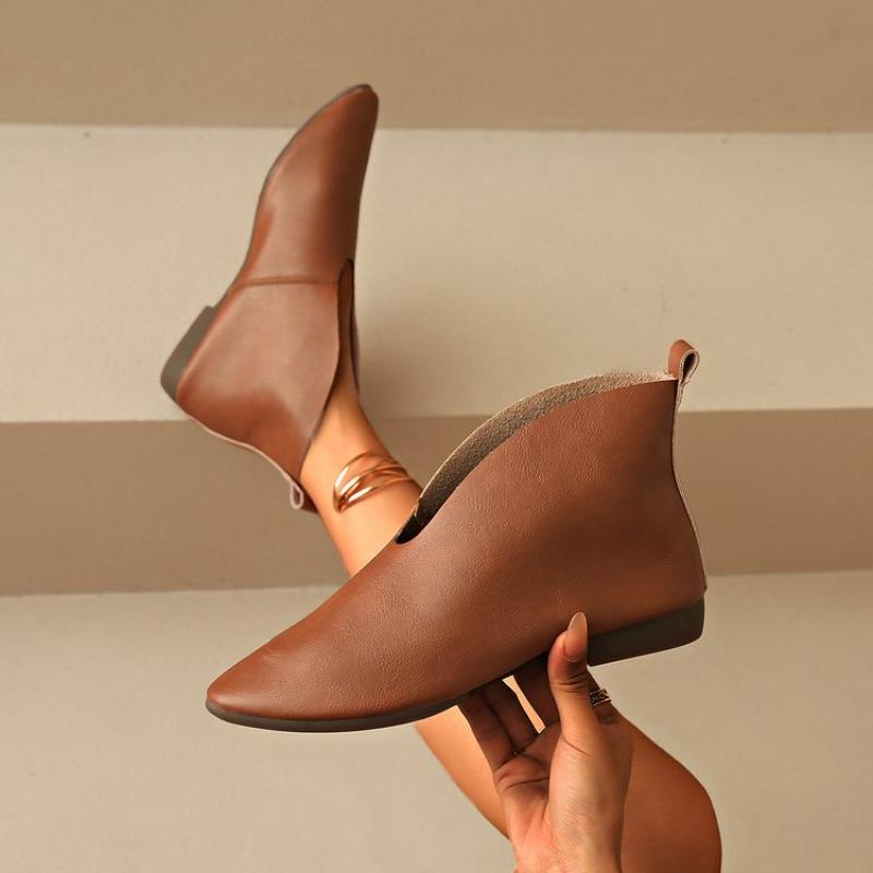 Shoes Female 2025 Plus Size Ankle Women's Boots Retro Modern Boots Women Sewing Pointed Toe Slip on Low Heel Outdoor Shoes Women