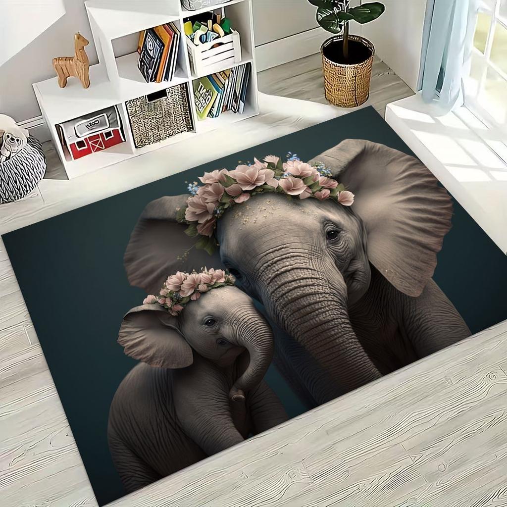 27 Stil Weisheit Elefant Cartoon Teppich für Schlafzimmer Wohnzimmer Sofa Zuhause Fußmatte Dekor,Große Kinder Spiel Anti-Rutsch Bodenmatte Geschenk