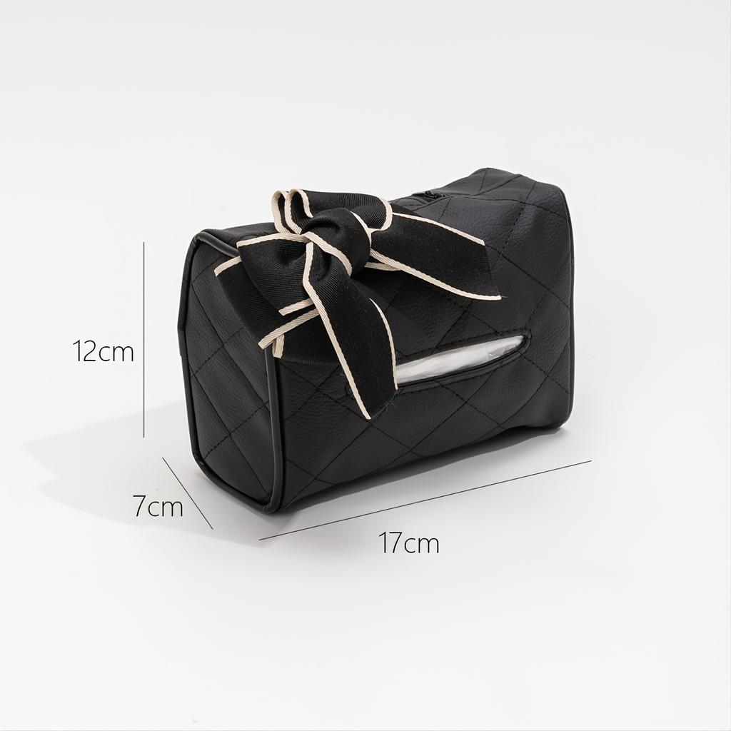 1PC Car tissue box, bow leather, car seat back hanging type, women's toilet paper box, multifunctional armrest box, tissue box