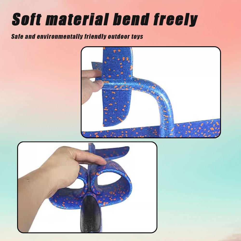 Glowing Foam Aircraft 15M Launcher Catapult Glider Aircraft Gun Toy Children's Outdoor Game Bubble Model Shooting Flying Roundab