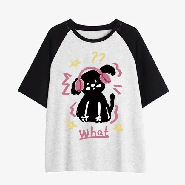 Women's Plus Size Retro Color Block Raglan Short Sleeve Cotton T-shirt