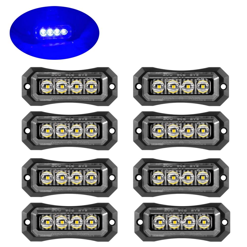 

8PCS Trailer Side Lights Dark Smoked Lens 4 LED Truck Sidelight 12v 24v LED Clearance Lights For Trucks