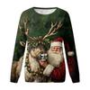 Women's Casual Christmas Print Neck Raglan Long Sleeve Pullover Sweatshirt