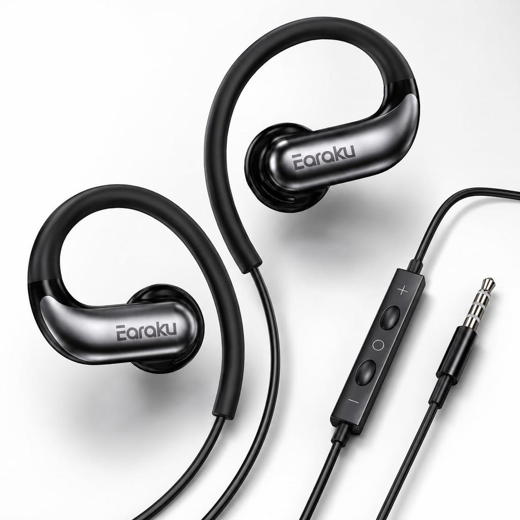 to Original Earaku Ear Wired Earphones with Microphone Zero Call Volume Clear Original Sound Comfortable on Ideal for Web Online and Sports Faithful