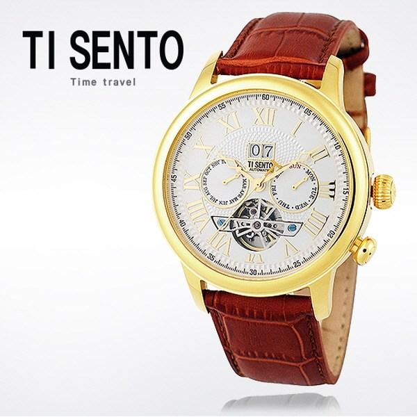 [Ticento]Men’s Automatic Leather Watch TS50041GD_DATE, Korean Luxury Watches