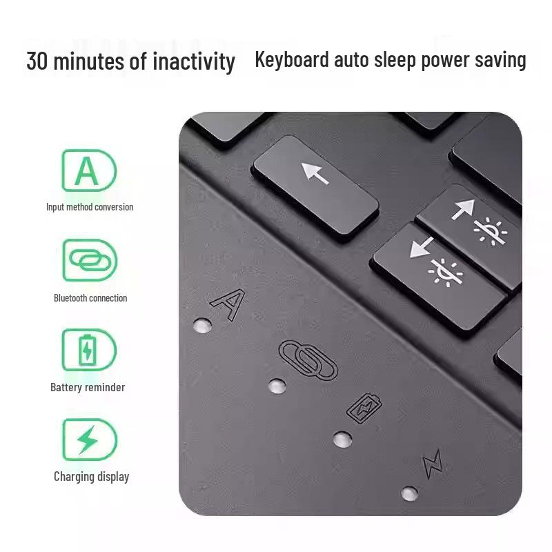 

Biyaz CK112 Universal Wireless Keyboard Cover with Bluetooth Touch Control - Black Black Surface Go 1/2/3/4 CK112