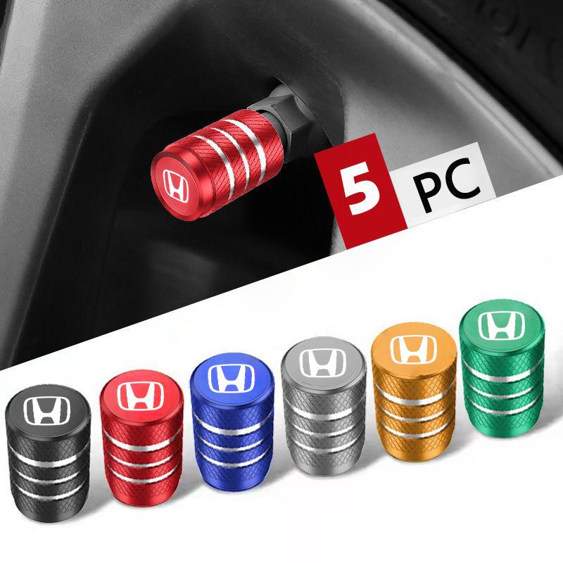 5PCS Car Wheel Tire Valve Caps Tyre Stem Covers Airdust Waterproof For Honda Civic Accord Fit City Vezel CRV Odyssey Pilot Jazz LK6 